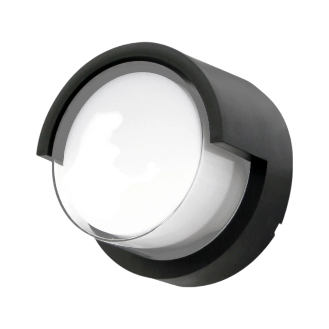 Round Black Outdoor Wall Light - 15W