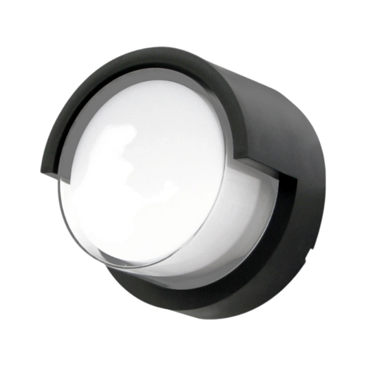Round Black Outdoor Wall Light - 15W